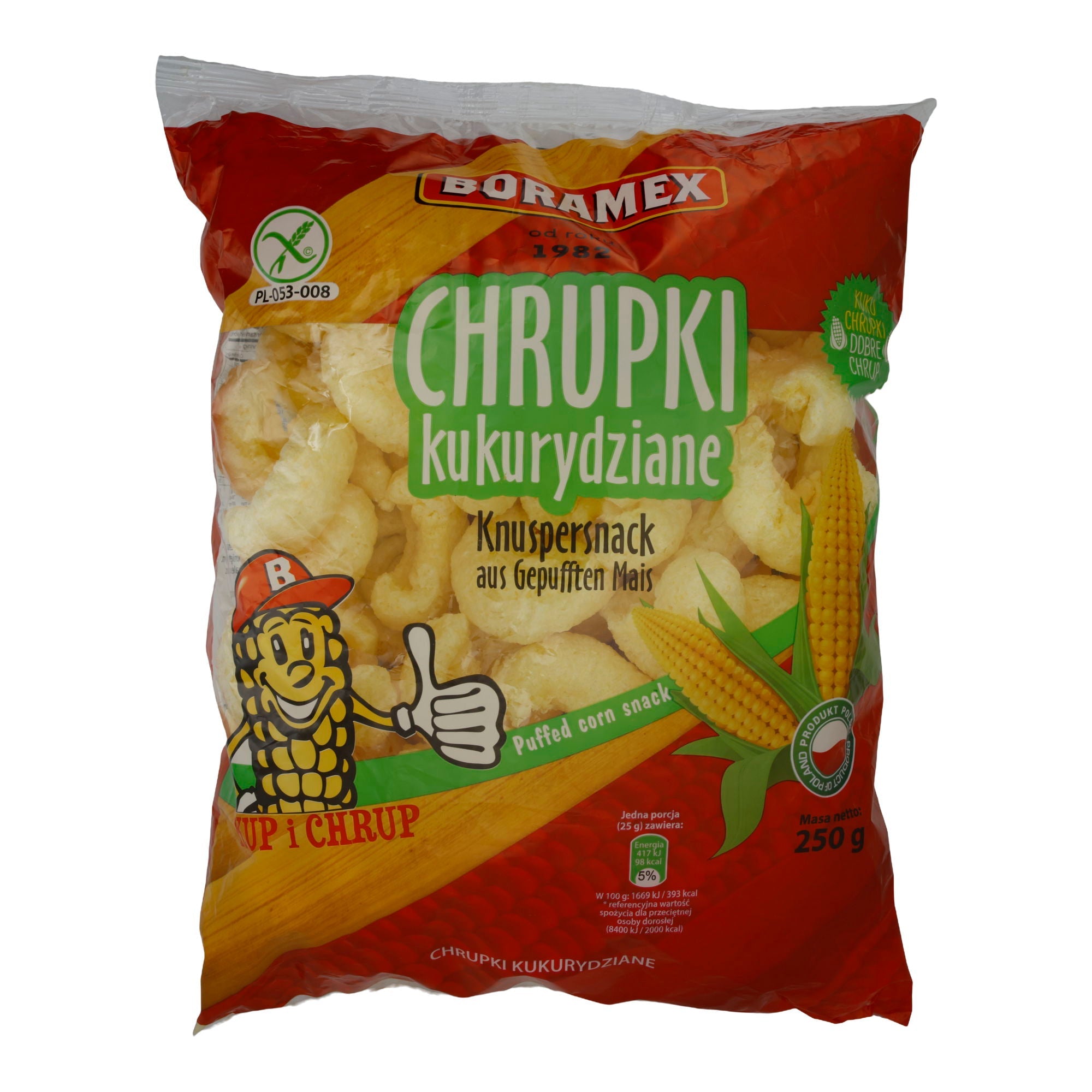Snack Boramex | Chrupki Kukurydziane | Gepuffter Mais, knusprig | 250g BORAMEX